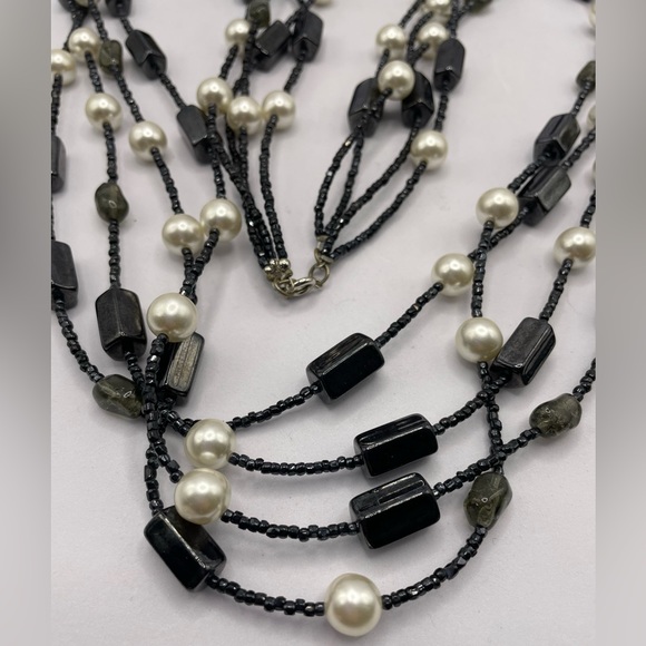3 for $30 Vintage Artisan Long Multi Strand Beaded and Faux Pearl Necklace - Picture 3 of 4
